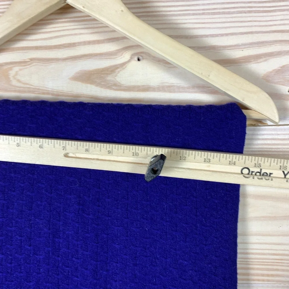 Qi Cashmere Scarf Bold Blue Woven Textured Ribbed Trim Luxury City‎ Travel 14x70 - Picture 8 of 10